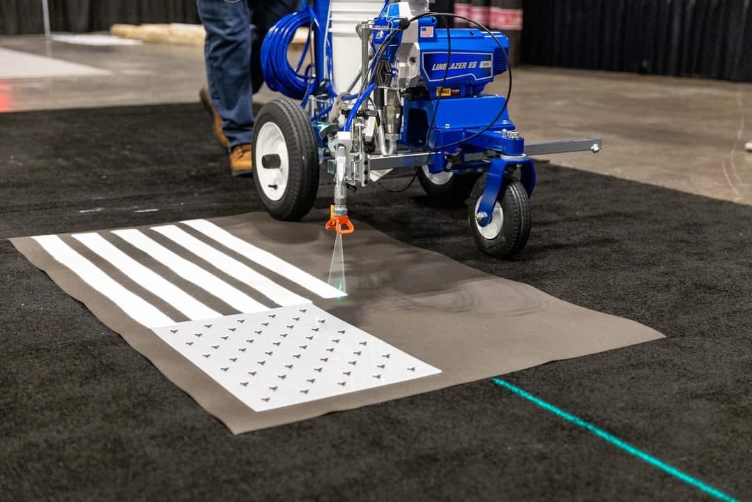Painting Number Stencils on Parking Lot Pavement